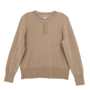 NWT J CREW 100% Cashmere Classic-Fit Crewneck Sweater HEATHER CAMEL Size MEDIUM